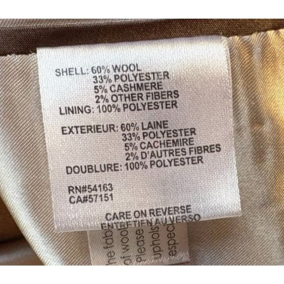 Calvin Klein Womens Camel Wool-Blend Coat Button Front Size 14 Timeless Outerwe - Picture 4 of 11